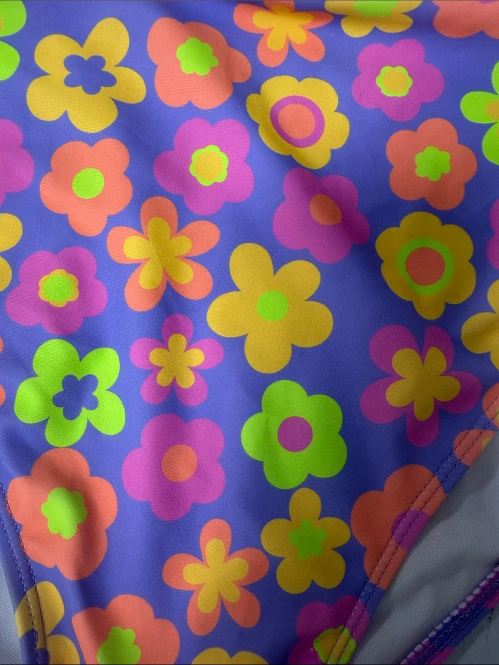 High Waisted Purple Floral Bikini Bottoms Neon Flower Print Size XL - PINK LILY